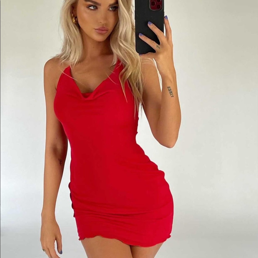 Cowl Neck Halter Mini Dress